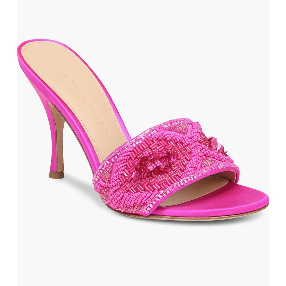 Veronica Beard Pink Beaded Braxton Sandals